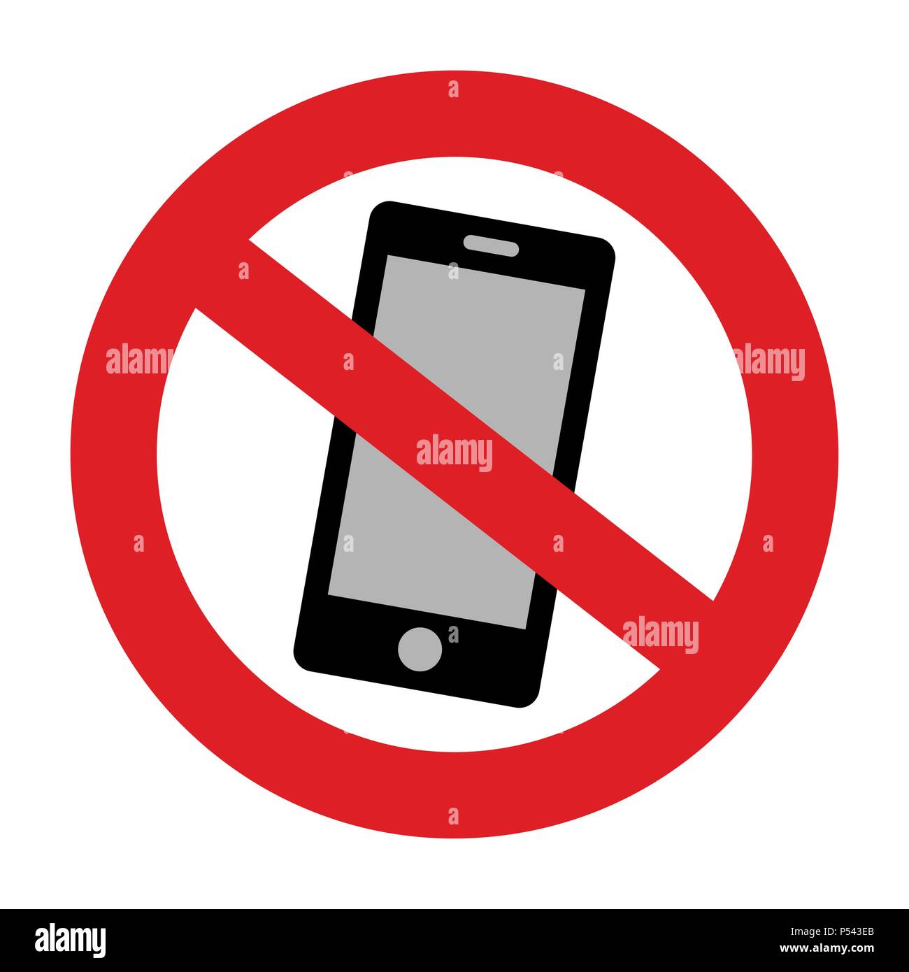 Please silence your mobile phone - warning sign Stock Vector