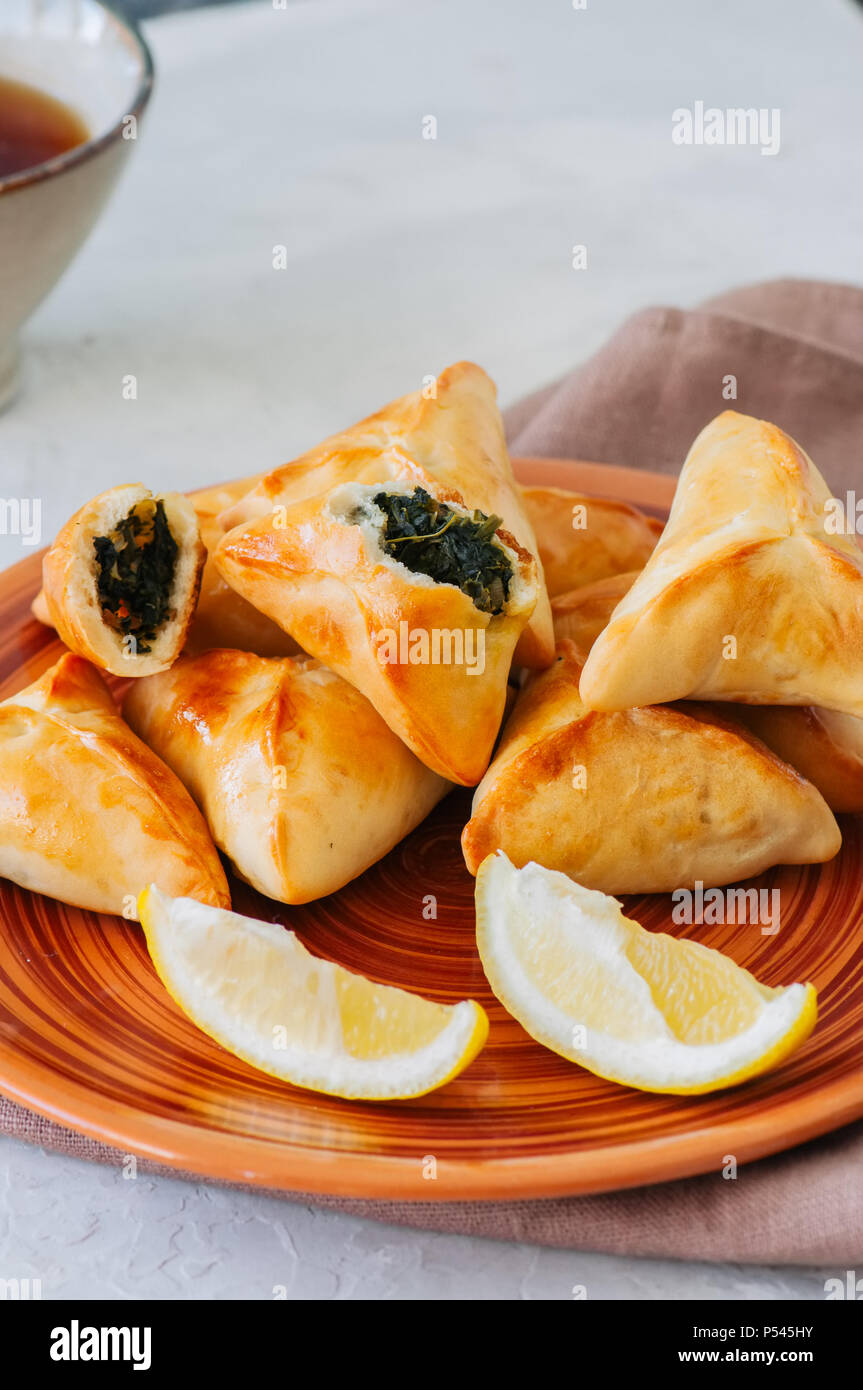 Arabic and middle eastern food concept. Fatayer sabanekh traditional