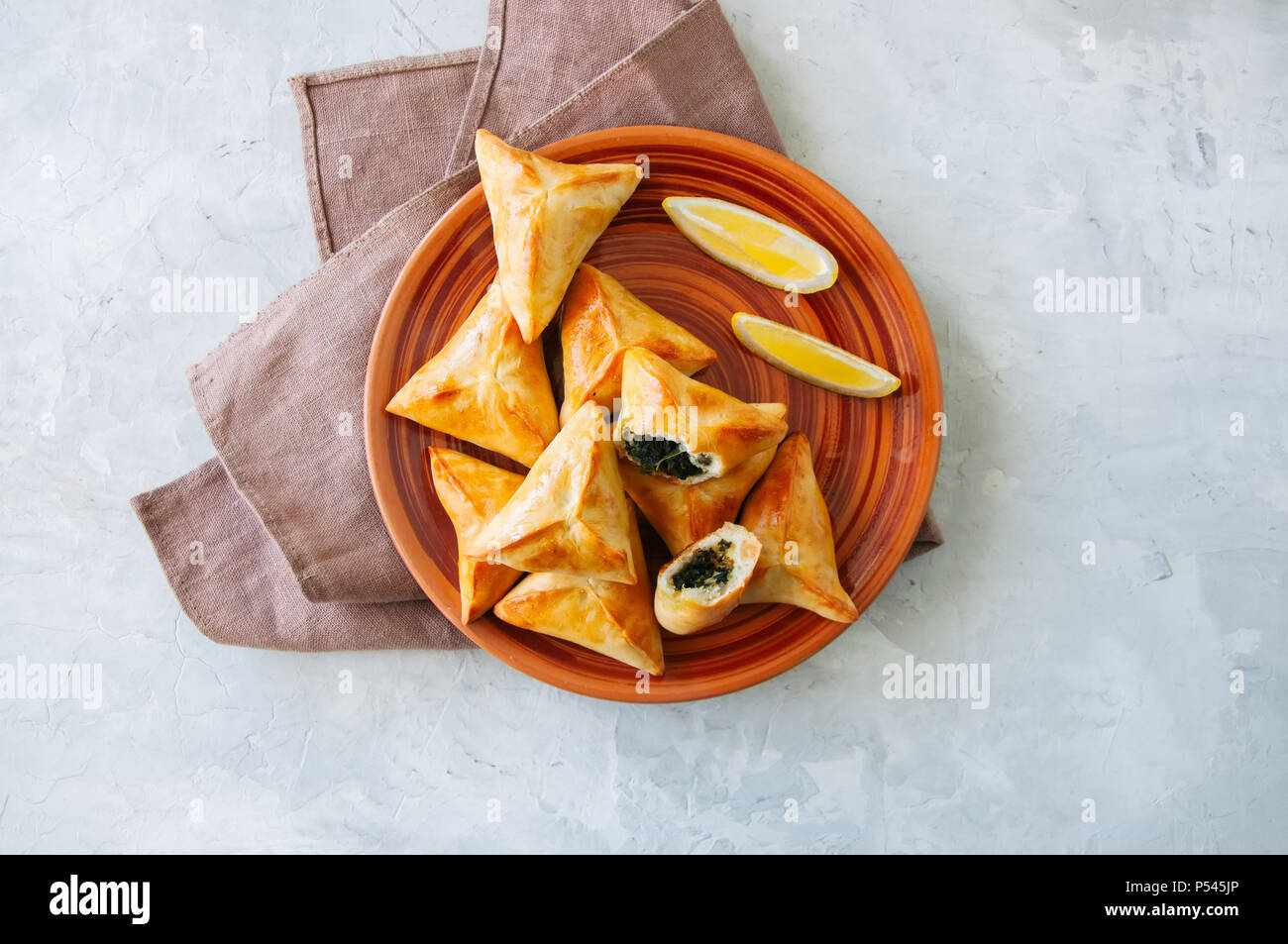 Arabic and middle eastern food concept. Fatayer sabanekh traditional