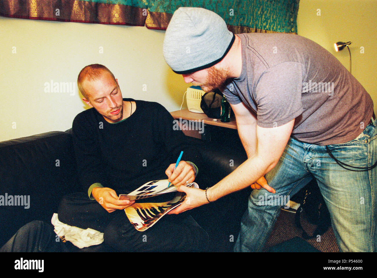 Chris Martin and Will Champion from Coldplay backstage at the Hollywood  Bowl, Los Angeles, united States of America Stock Photo - Alamy