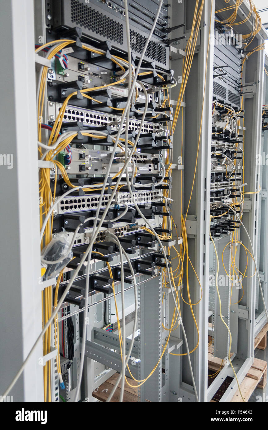 Powerful server equipment is installed in the datacenter rack. Modern  high-speed Internet connection of network interfaces. Technical hosting  site of Stock Photo - Alamy