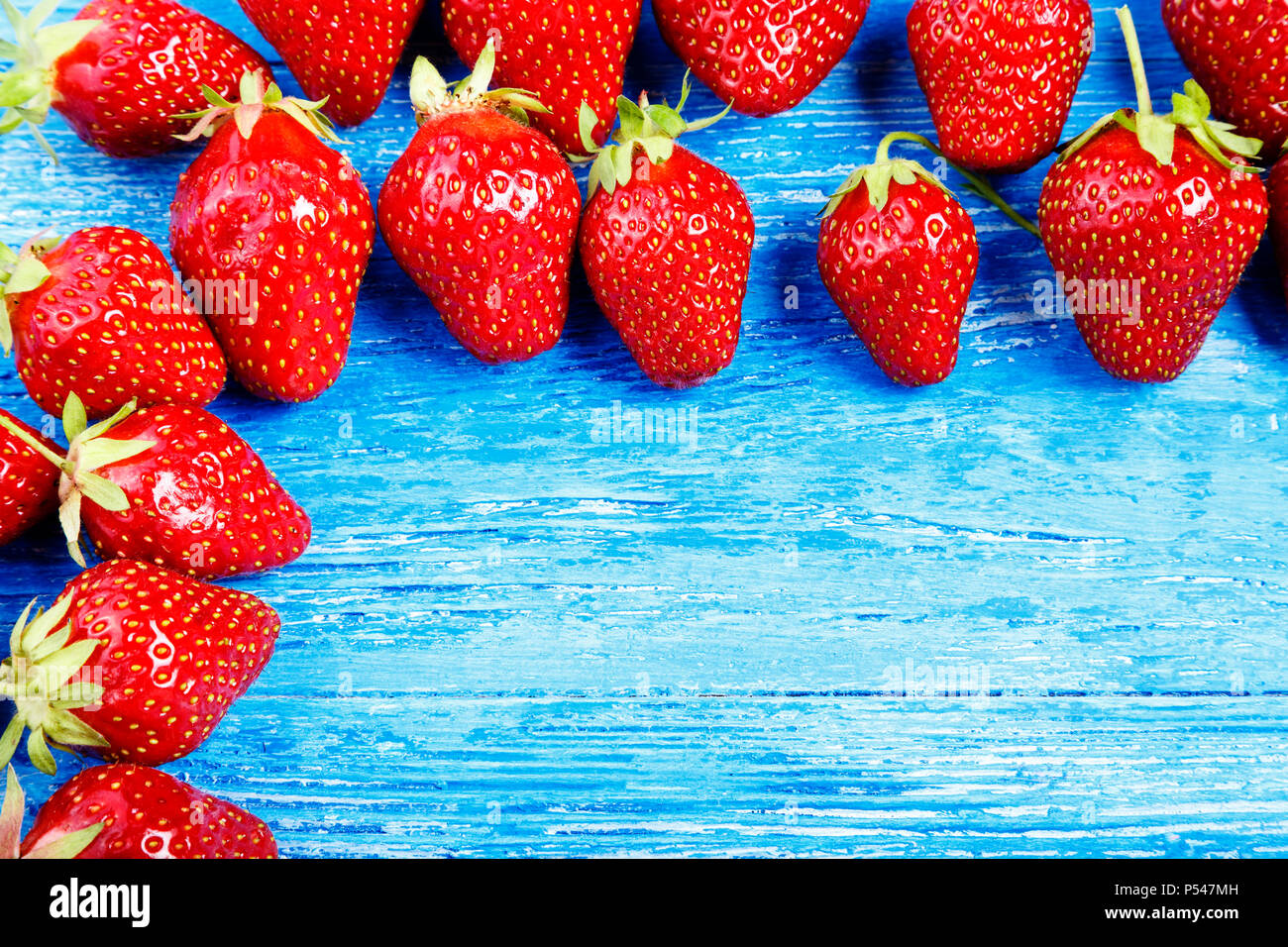 Fresh juicy strawberries. Top view. Organic food Stock Photo - Alamy