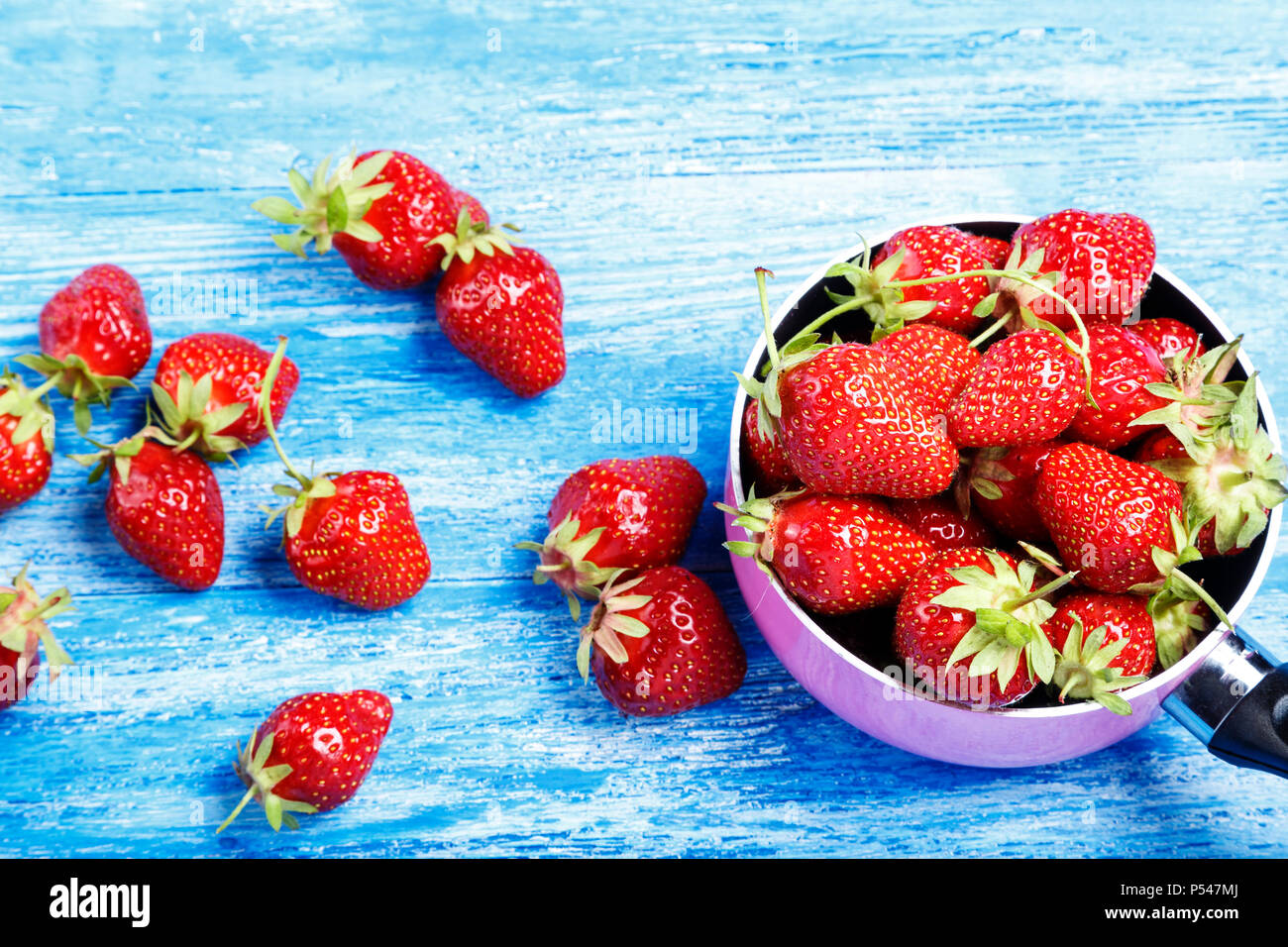 Fresh juicy strawberries. Top view. Organic food Stock Photo - Alamy