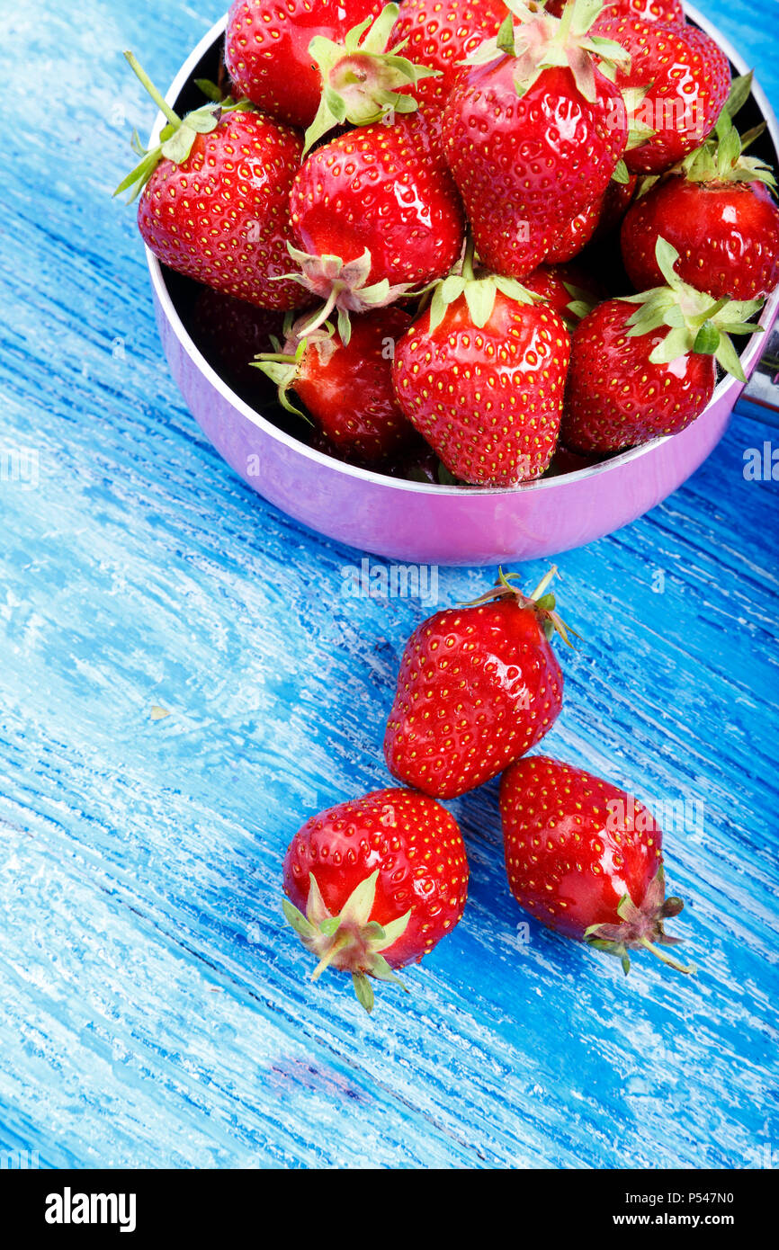 Fresh juicy strawberries. Top view. Organic food Stock Photo - Alamy