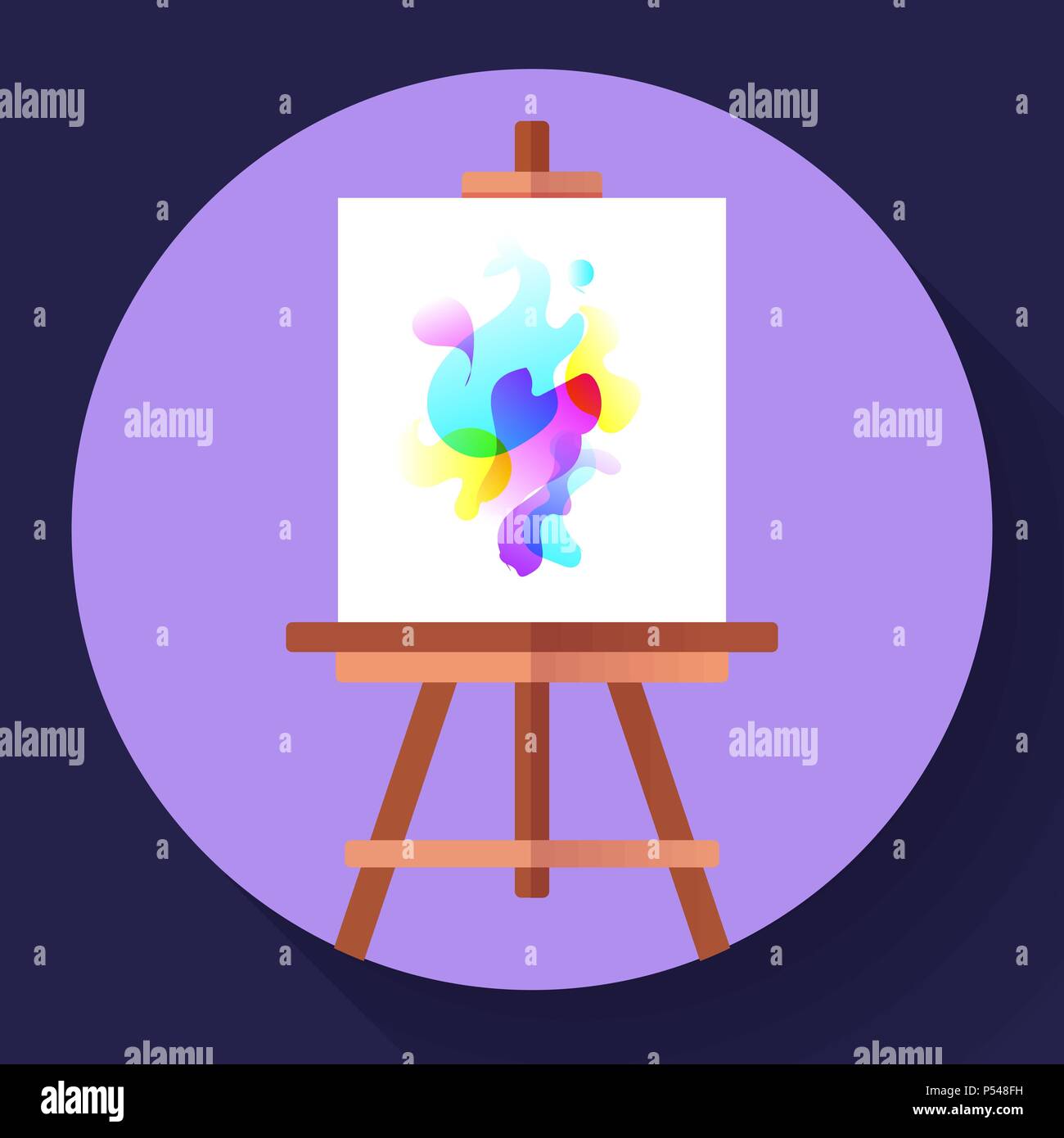 draw easel icon with canvas, vector flat art icon Stock Vector