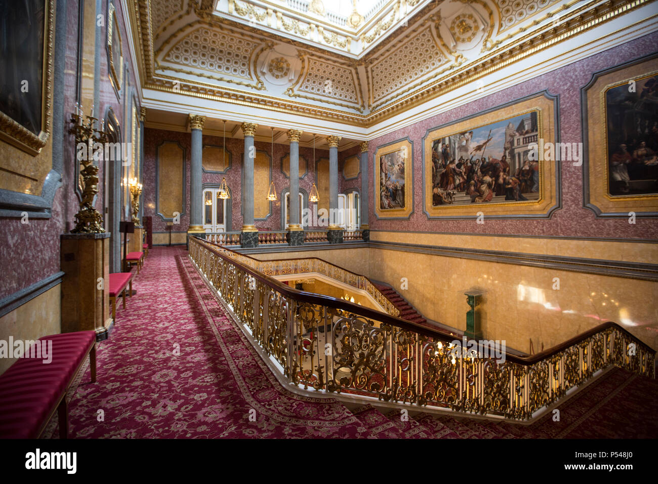 Interior photographs showing the Grand Hall and staircase of Lancaster