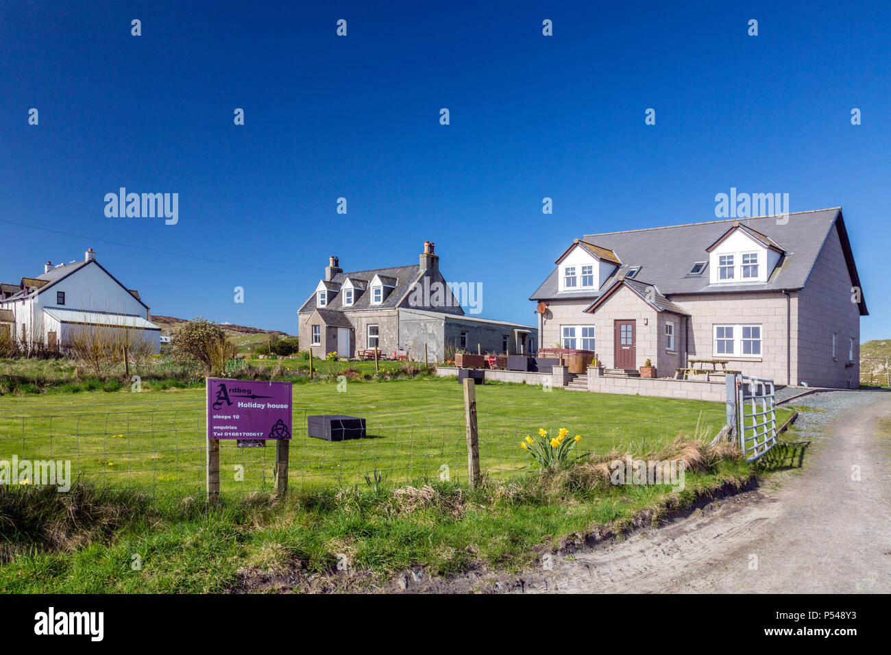A holiday cottage on the Hebridean island of Iona, Argyll and Bute, Scotland, UK Stock Photo