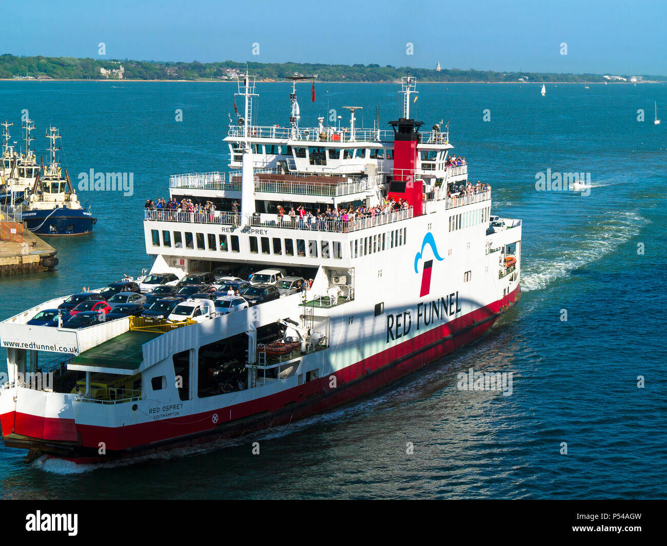 Red Funnel car ferry Red Osprey in Southampton Water, England Stock