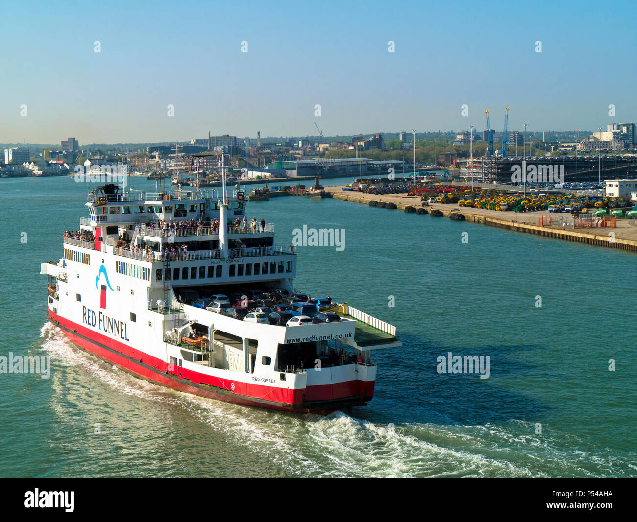 Red Funnel car ferry Red Osprey in Southampton Water, England Stock