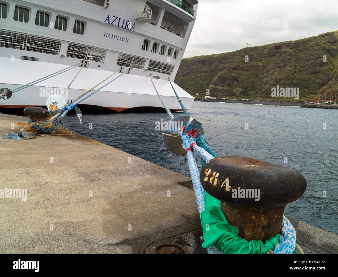 Mooring Lines And Ropes On P O Cruise Ship Azura Moored In La Palma Canary Islands Stock Photo Alamy