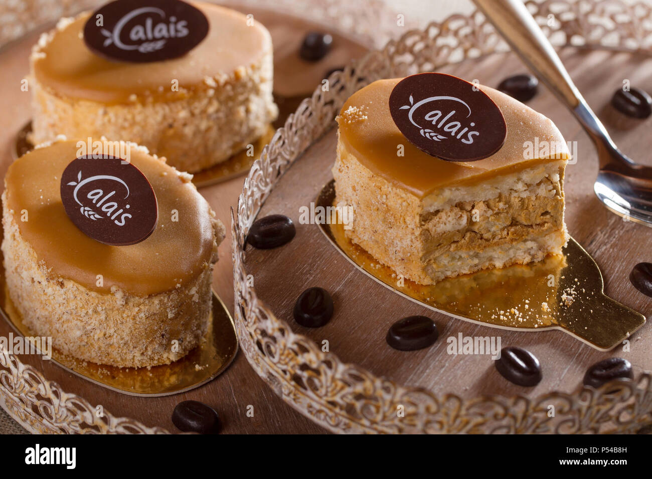 Calais”, coffee cake, speciality from the Nord-Pas-de-Calais region (northern France) Stock Photo
