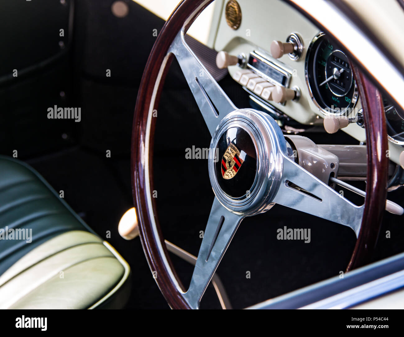 Vintage Porsche 356 steering wheel Stock Photo