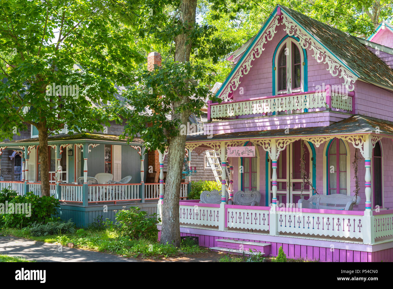 Colorful Gingerbread Cottages In The Martha S Vineyard Camp