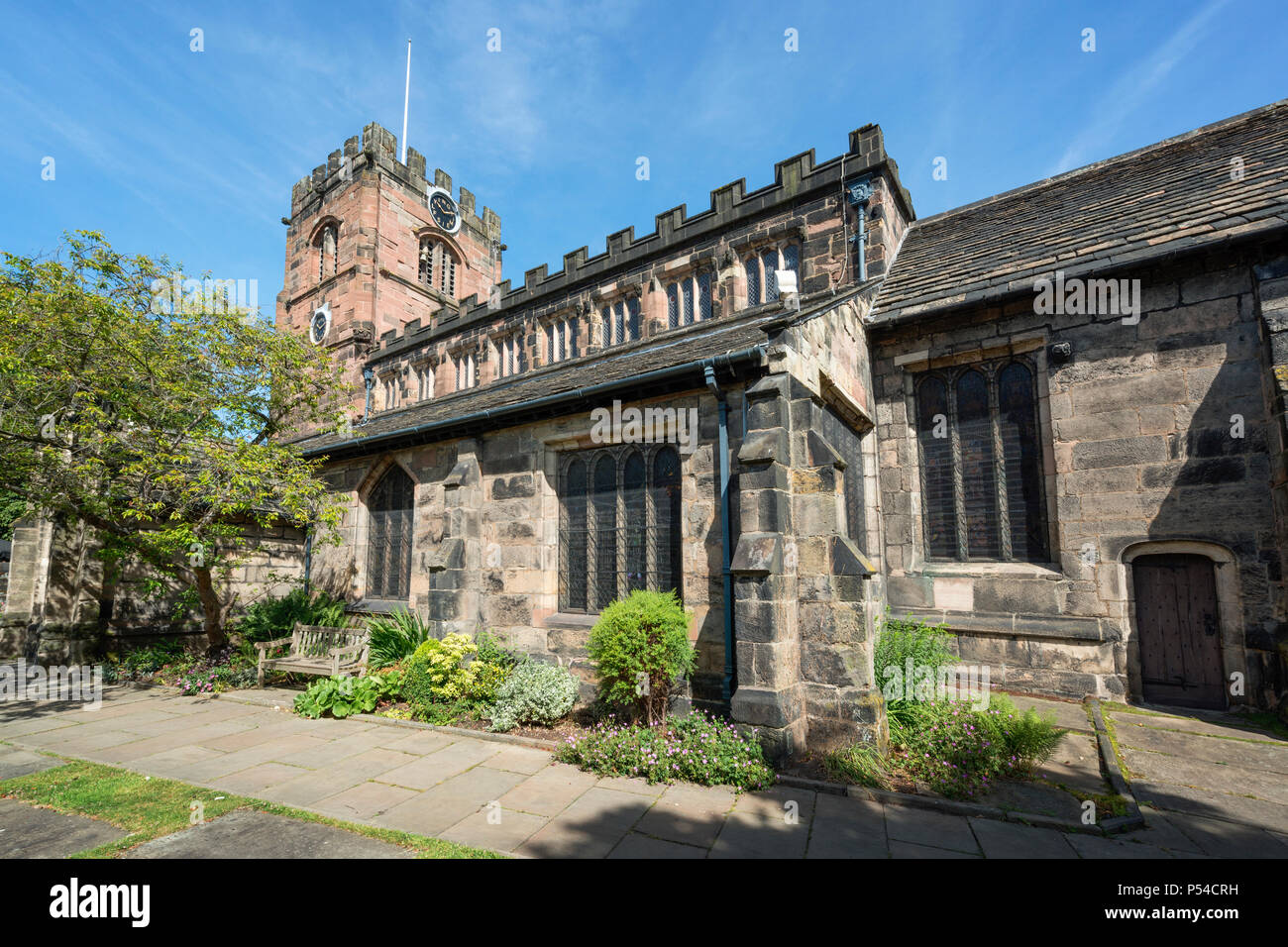 St Mary's Church in Cheadle, Cheshire, UK. Stock Photo