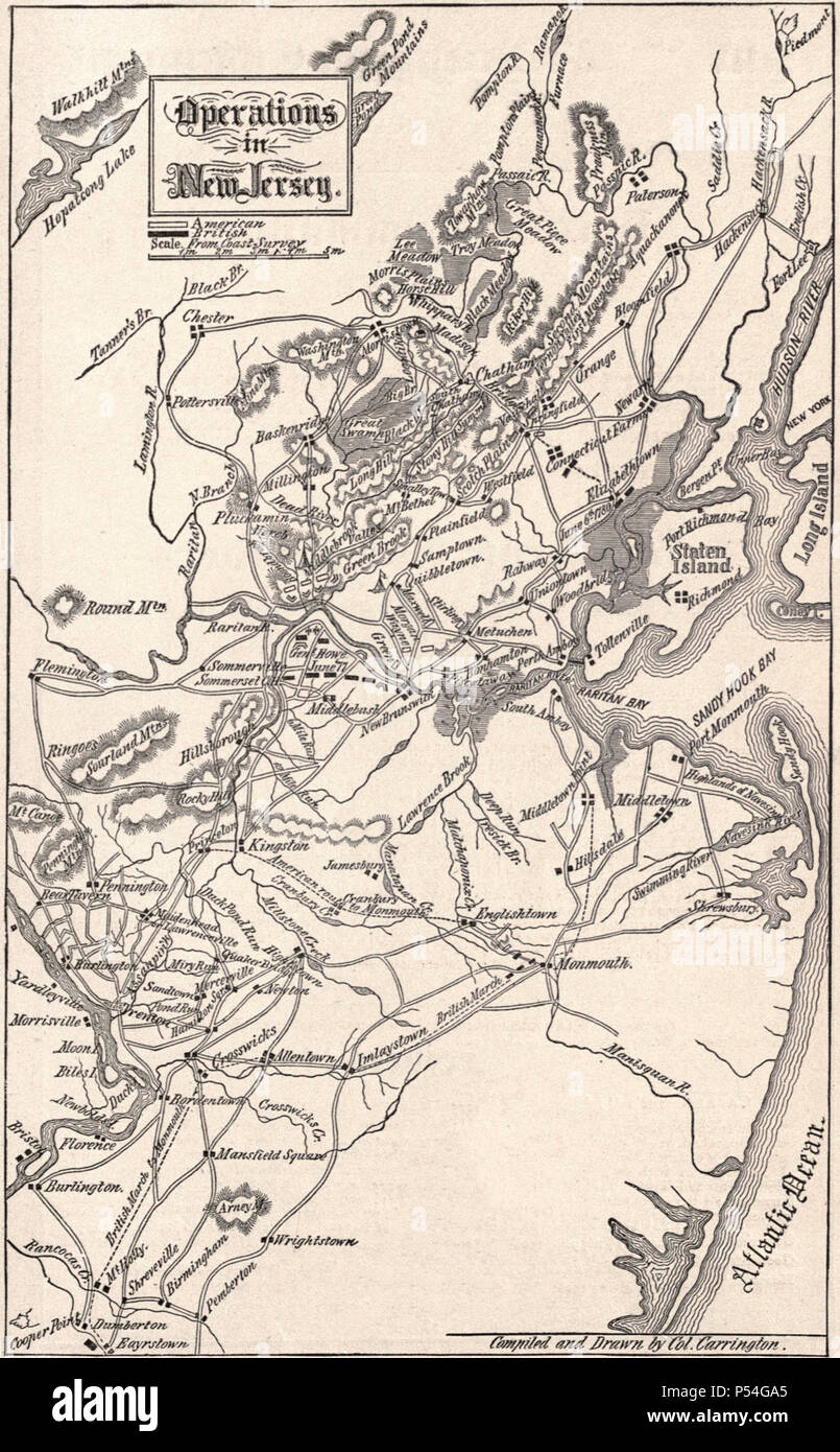 Map of Operations in New Jersey, 1777, during the American Revolution