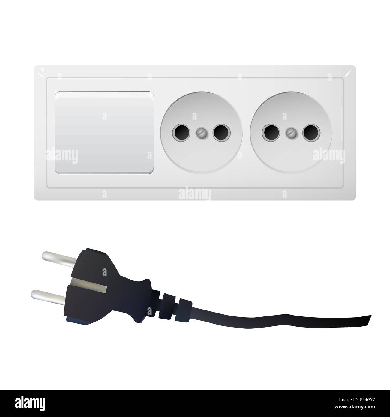 Electric adapter with two connectors and switch Stock Vector