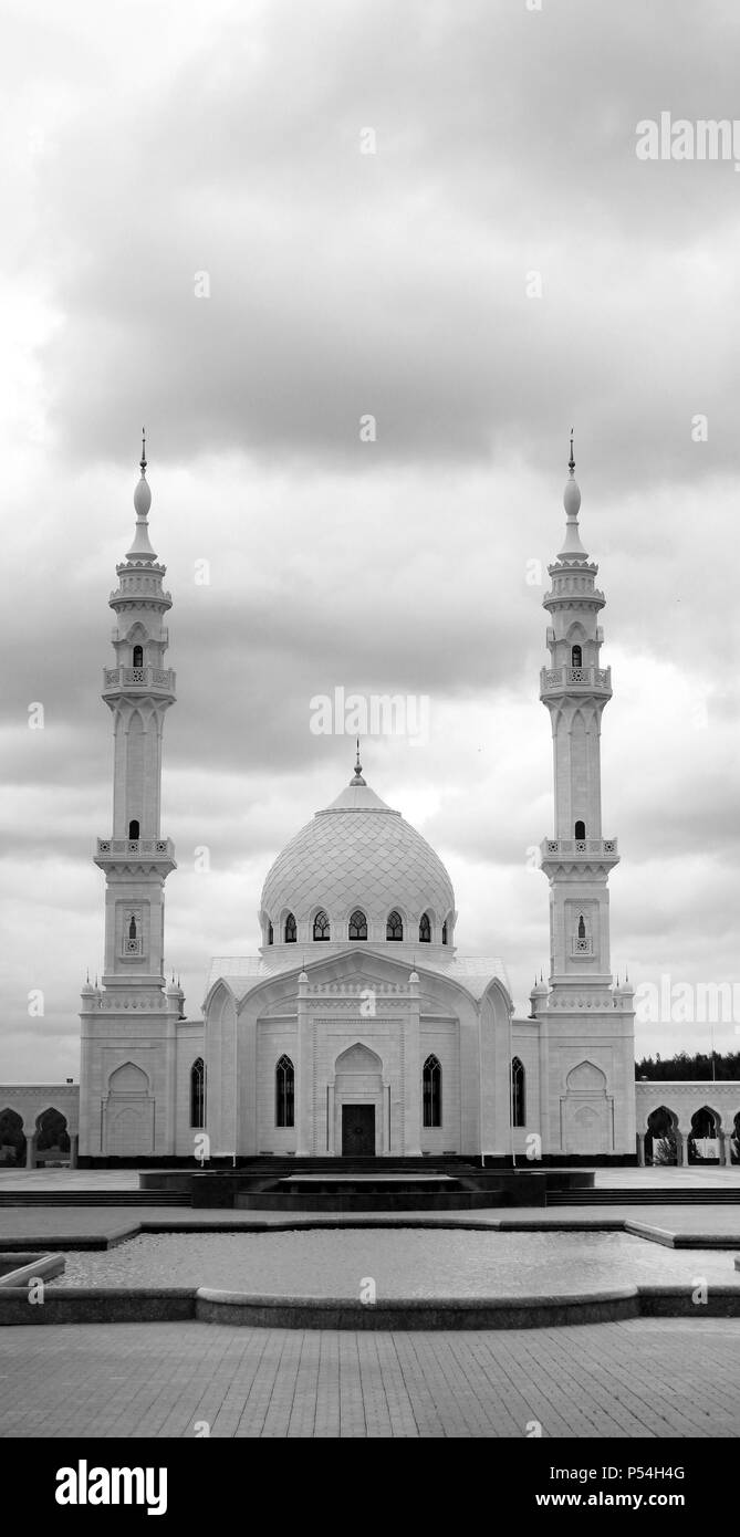 Photo of beautiful unusual White Mosque Tatarstan spring Stock Photo