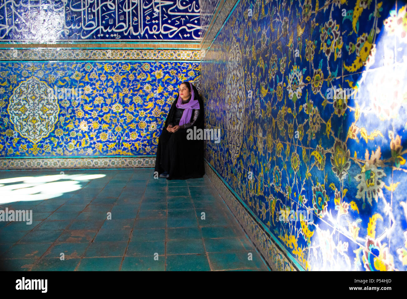 historical place in Iran. It is a historical mosque that name is Sheikh Lotfollah in Isfahan of Iran Stock Photo