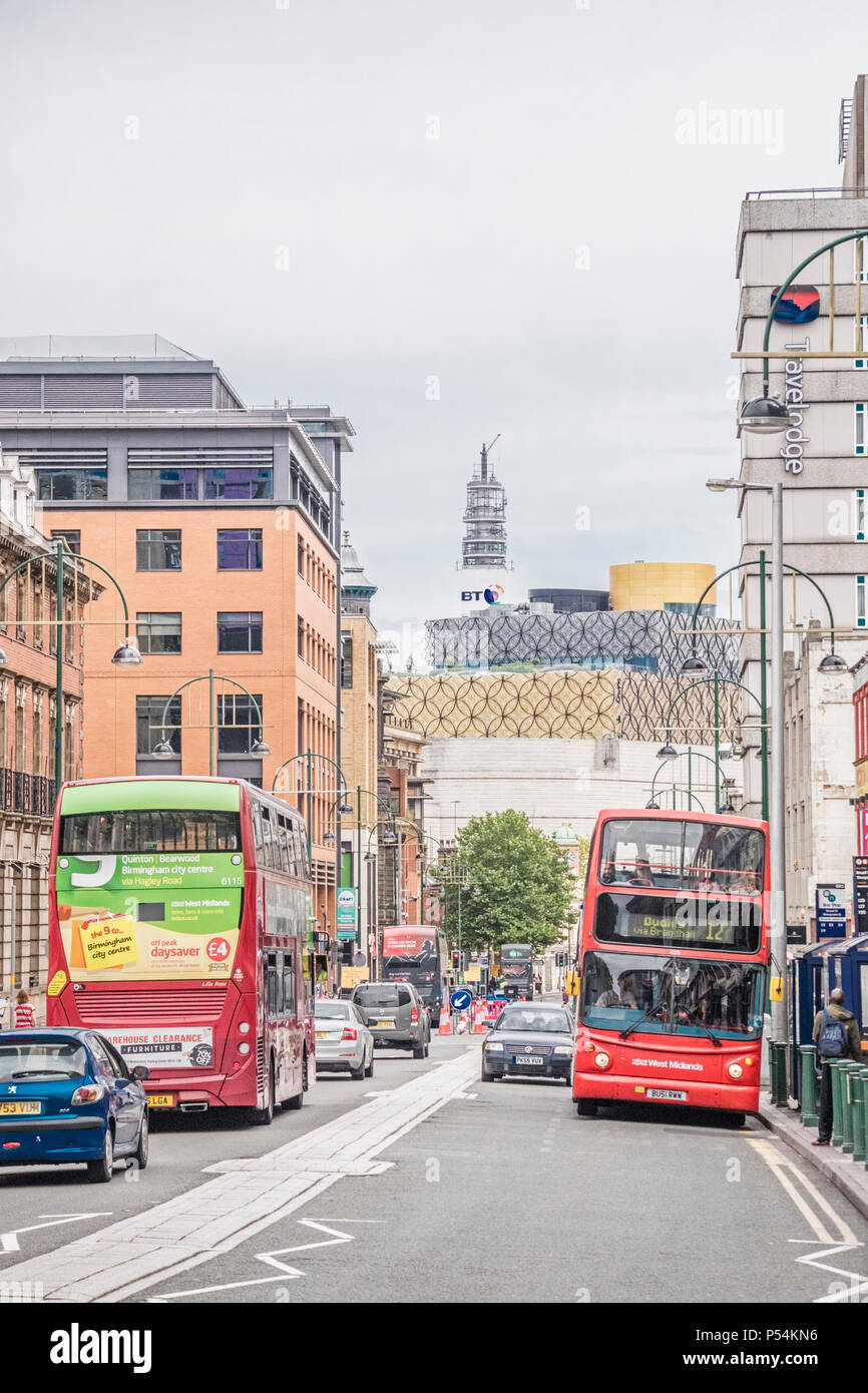 Public transport on Broad Street, Birmingham, England, UK Stock Photo