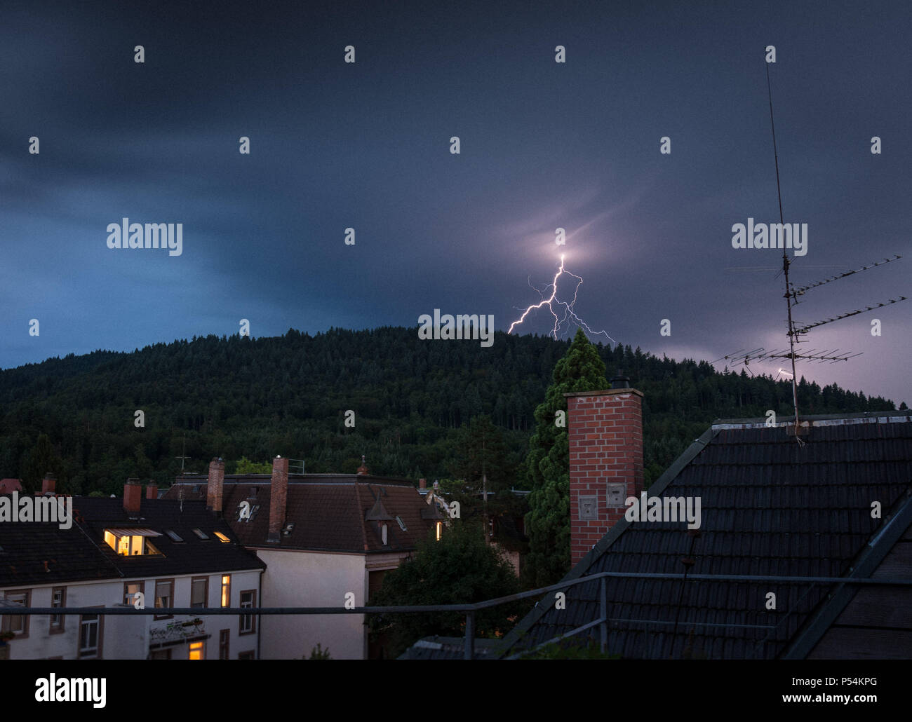 lightning strike on Brombergkopf Stock Photo