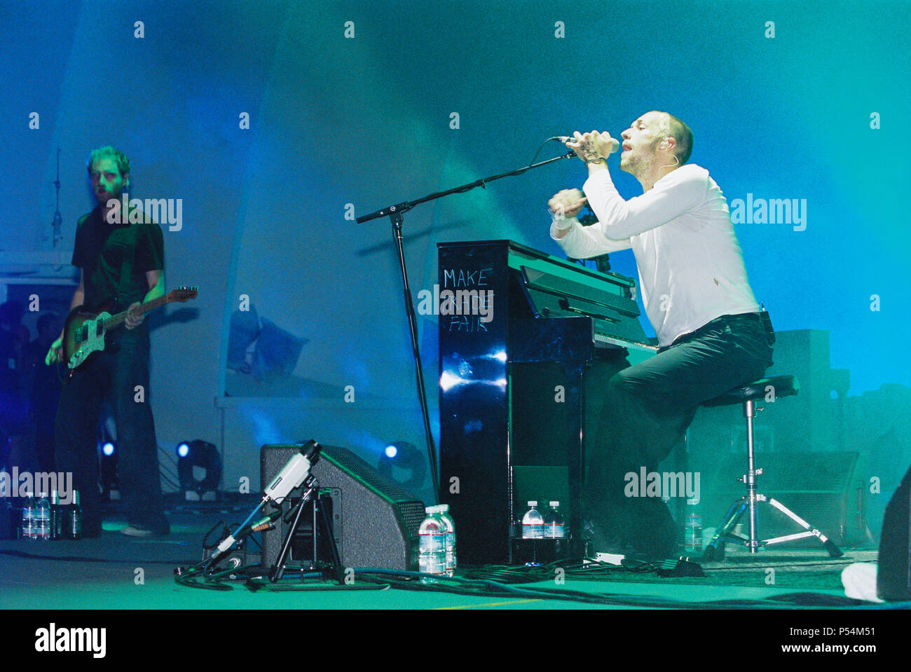 Chris Martin and Will Champion from Coldplay backstage at the Hollywood  Bowl, Los Angeles, united States of America Stock Photo - Alamy