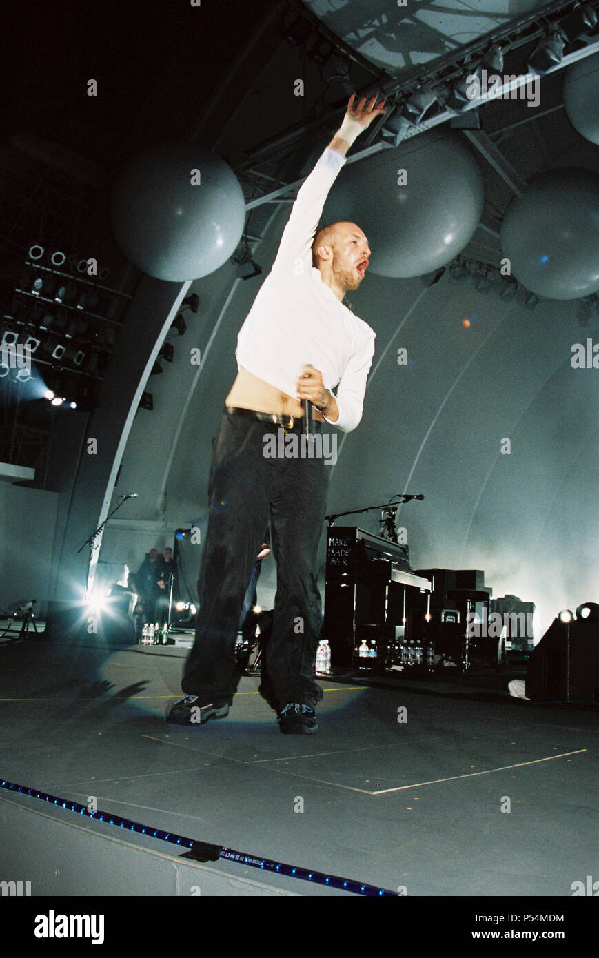 Chris Martin and Will Champion from Coldplay backstage at the Hollywood  Bowl, Los Angeles, united States of America Stock Photo - Alamy