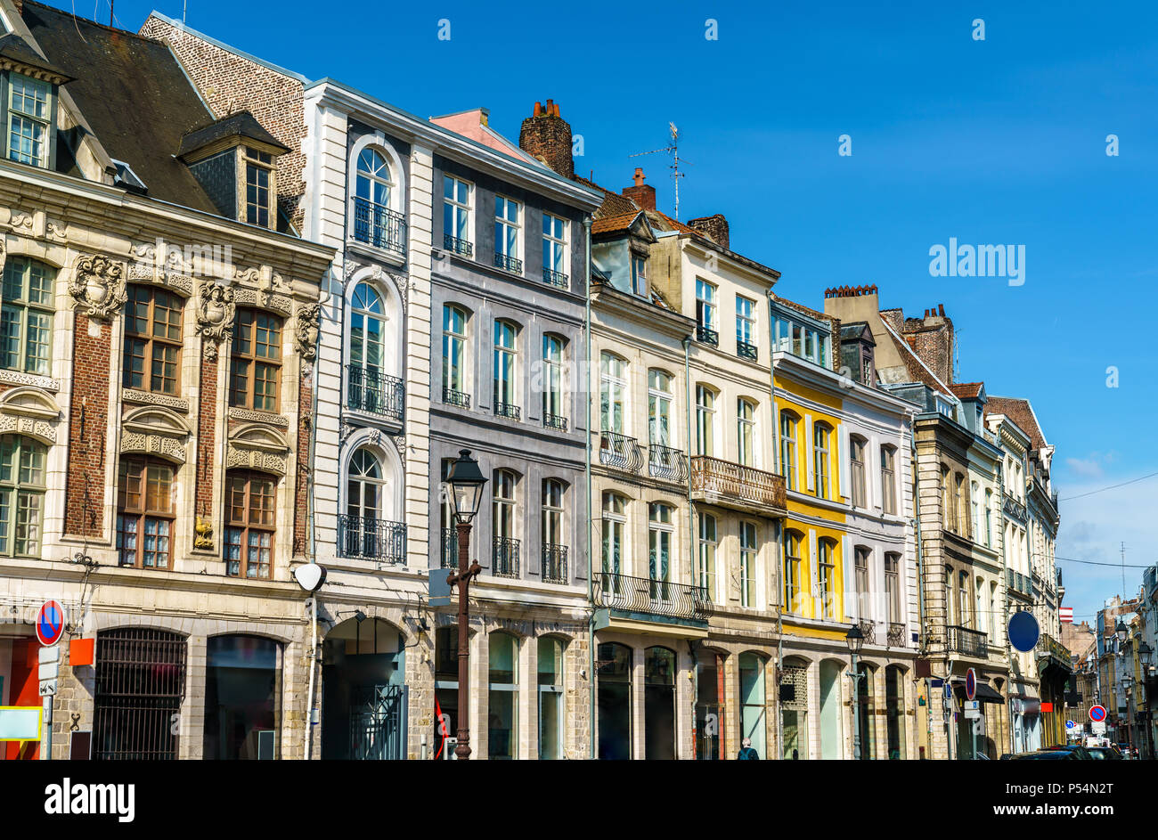 Traditional buildings in the old town of Lille, France Stock Photo