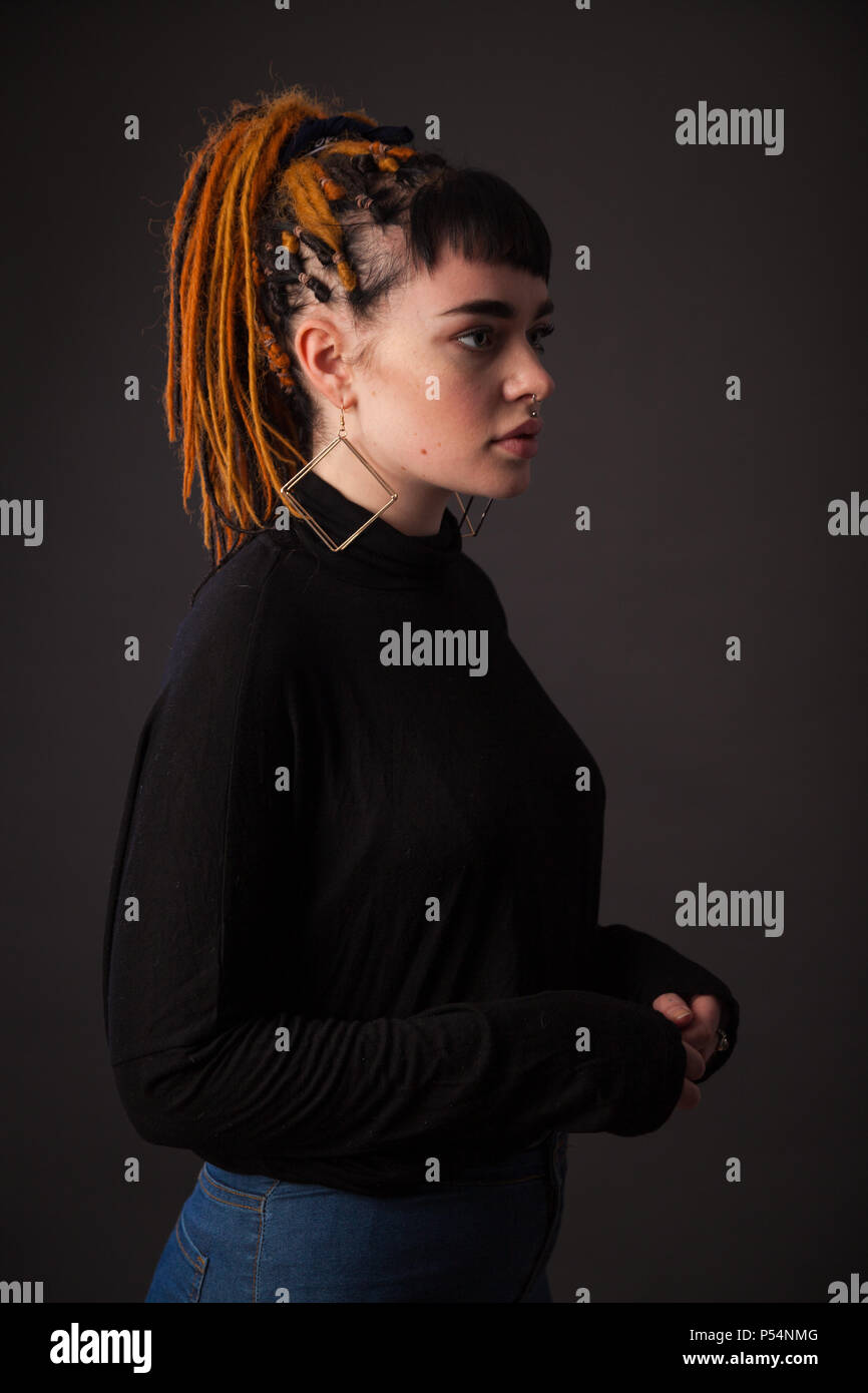Alternative Looking Young Caucasian Woman With Dreadlocks