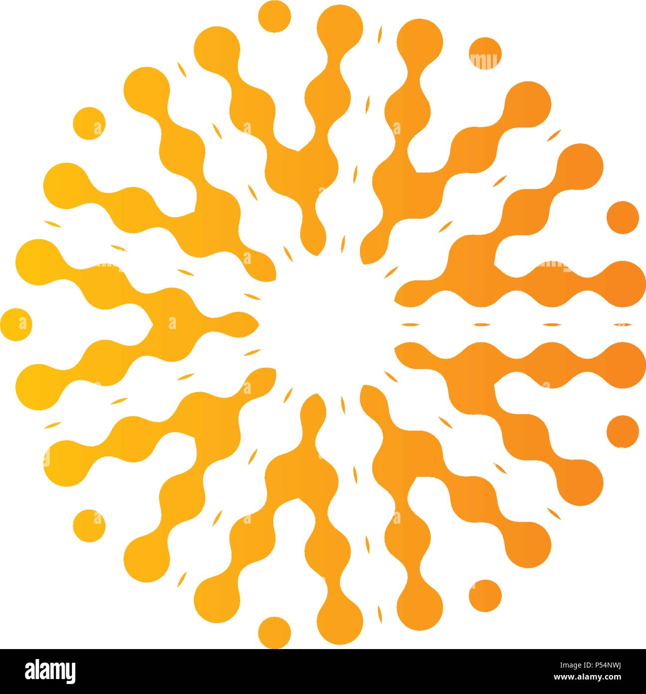 Abstract sun logo, orange color icon, isolated vector illustration template on white background. Stock Vector