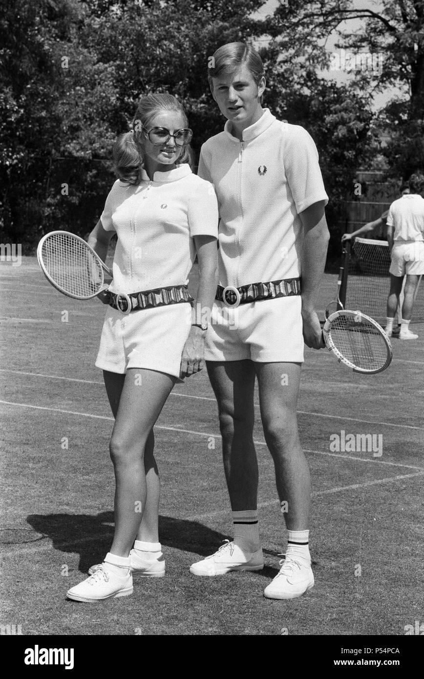 Pre Wimbledon at the Hurlingham Club. Unisex fashions by Fred Perry. 21st  June 1970 Stock Photo - Alamy