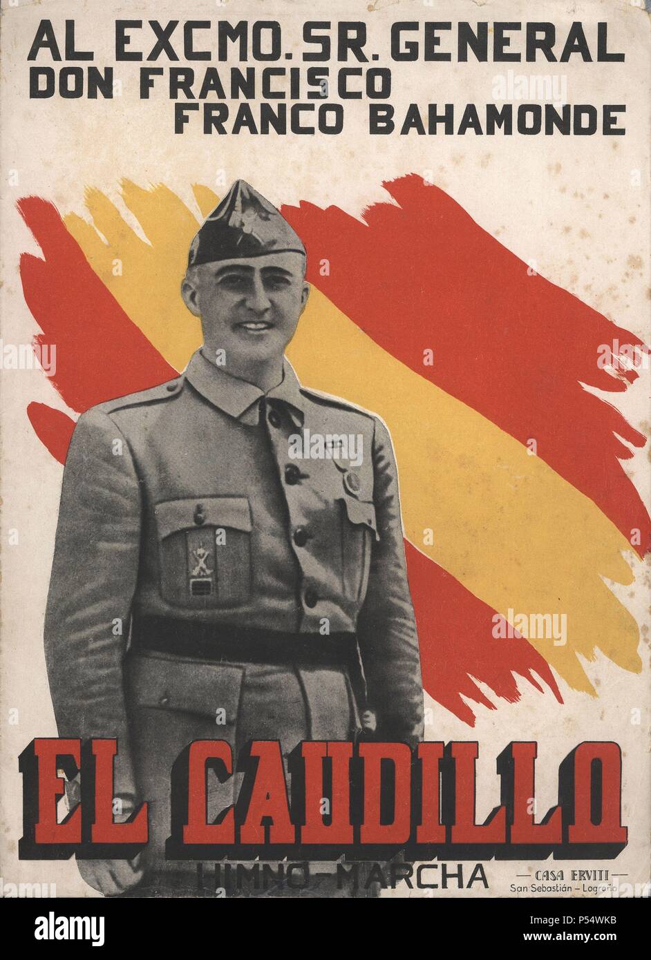 Partitura musical del himno 'El Caudillo', dedicado al general Francisco Franco Bahamonde. Stock Photo