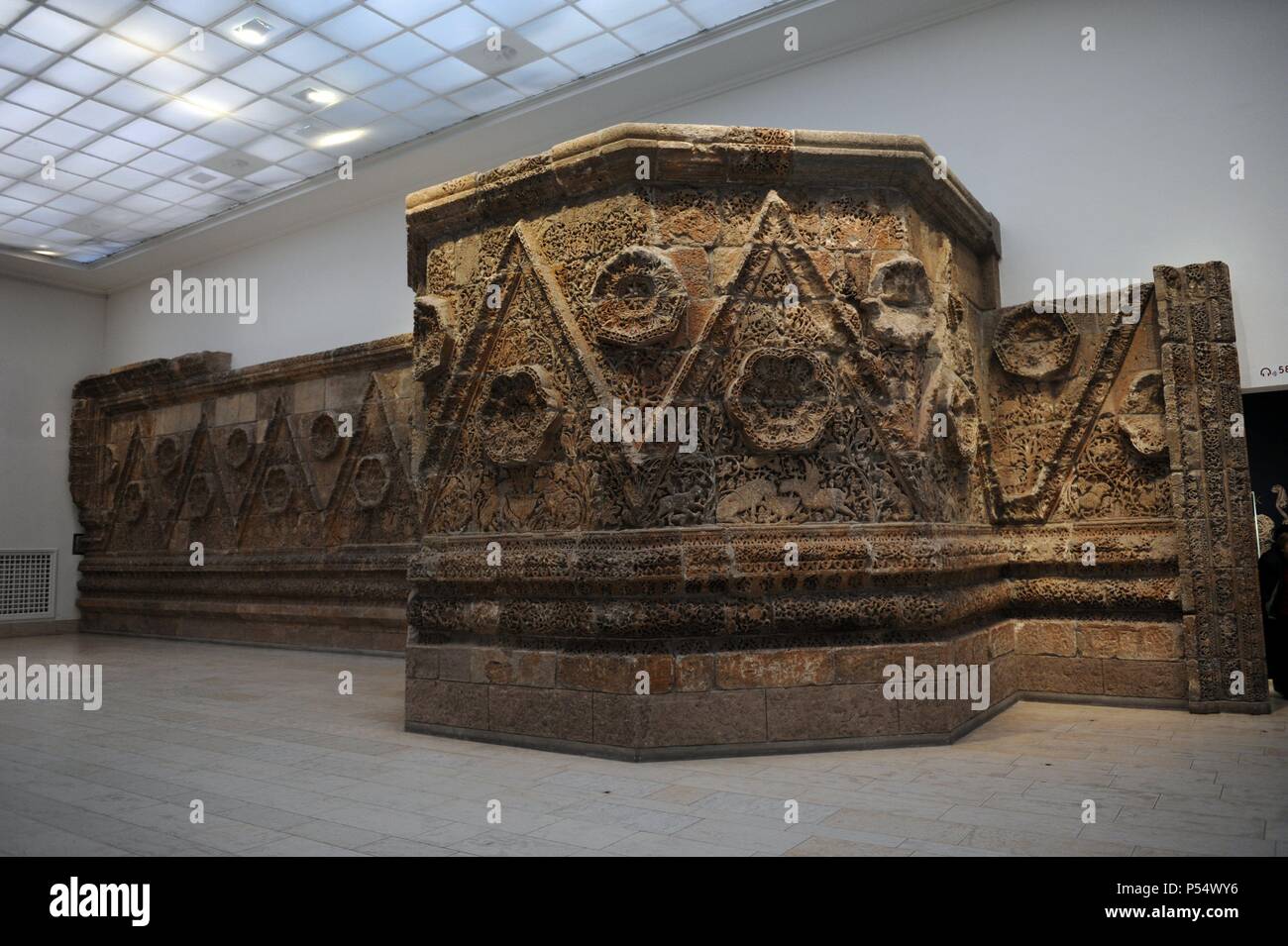 Qasr Mshatta. Ruin of an Umayyad winter palace probably commisioned by caliph  Al-Walid II (743-744). Jordan. Mshatta Facade. Pergamon Museum. Museum Island. Berlin. Stock Photo