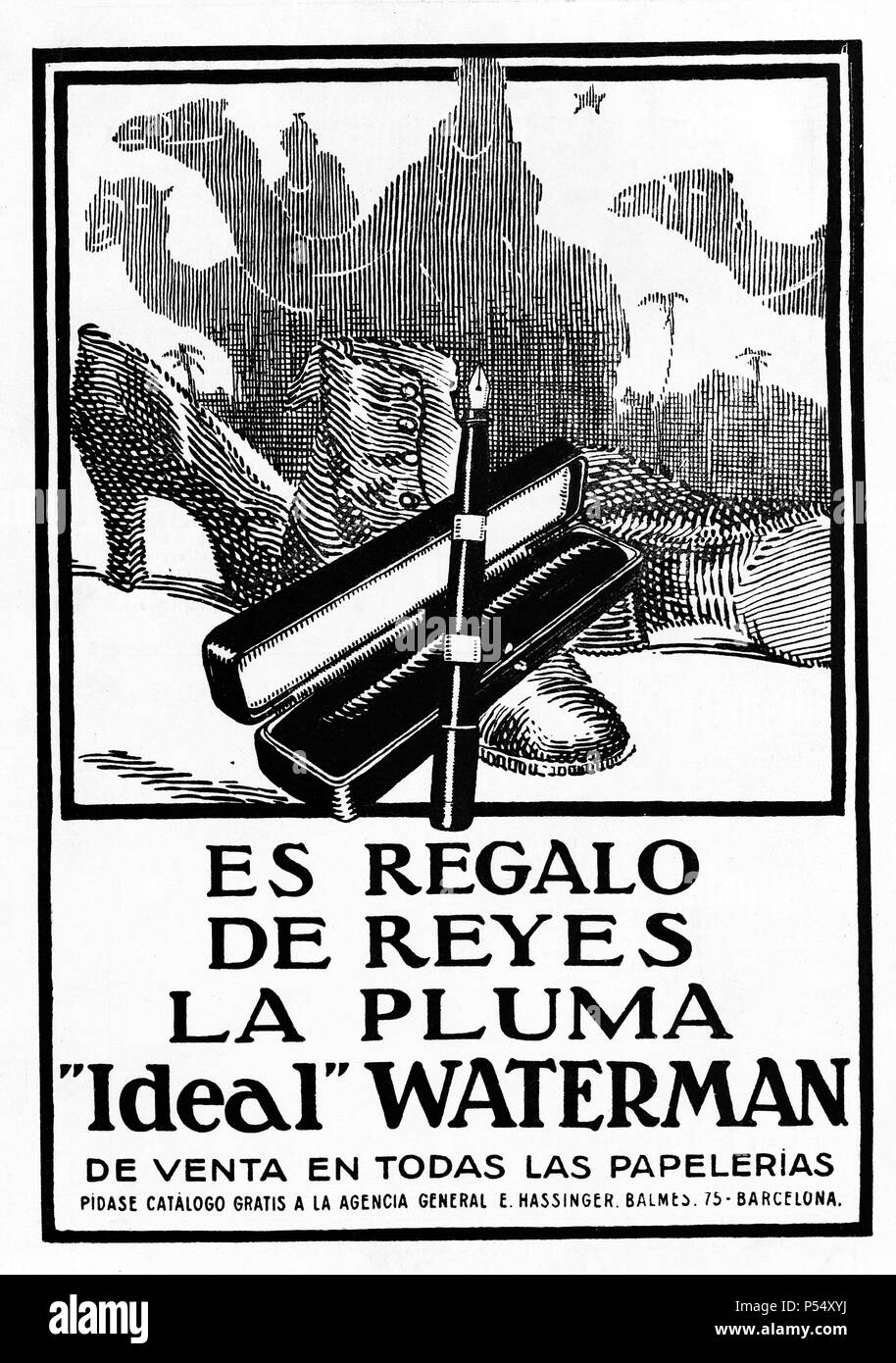 Publicidad de Plumas Estilográficas Waterman. Año 1921 Stock Photo - Alamy