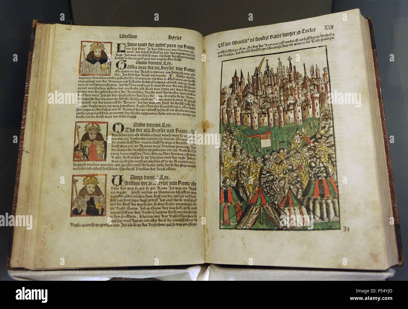 The Cologne Chronicle by Johann Koelhoff the Younger  (1440- 1502). 1499. German Historical Museum. Berlin. Germany. Stock Photo