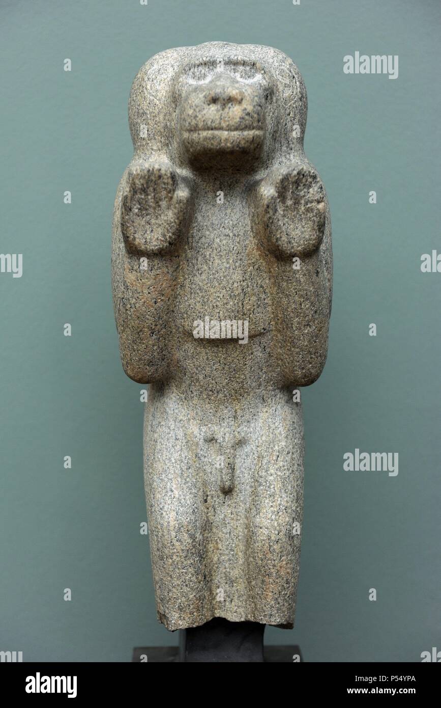 Statue of an baboon. Granite. From Kawa. Reign of Taharka. C. 690-664 BC. 25th Dynasty. Ny Carlsberg Glyptotek. Copenhagen. Denmark. Stock Photo