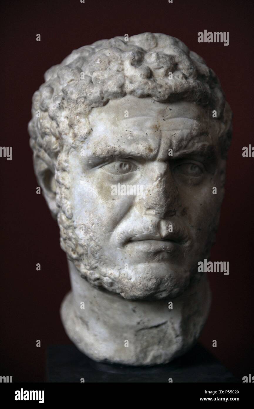 Caracalla (188- 217). Roman emperor from 198 to 217. Bust. Marble. C. 212-217 A.D. Carlsberg Glyptotek Museum. Copenhagen. Denmark. Stock Photo