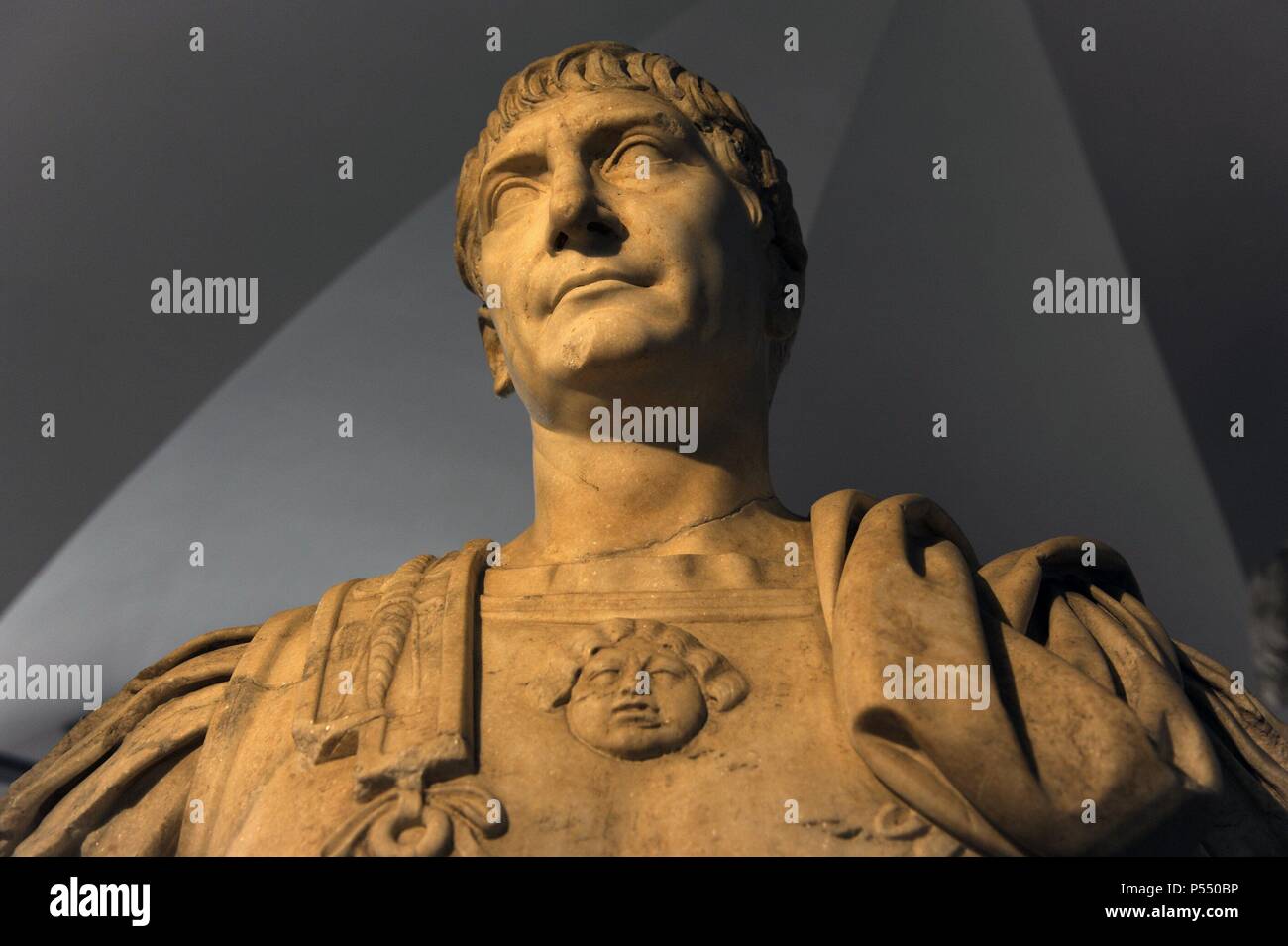 Trajan (53-177 A.D.). Roman Emperor from 80 to 117 A.D. Sculture. Ny Carlsberg Glyptotek. Copenhagen. Denmark. Stock Photo