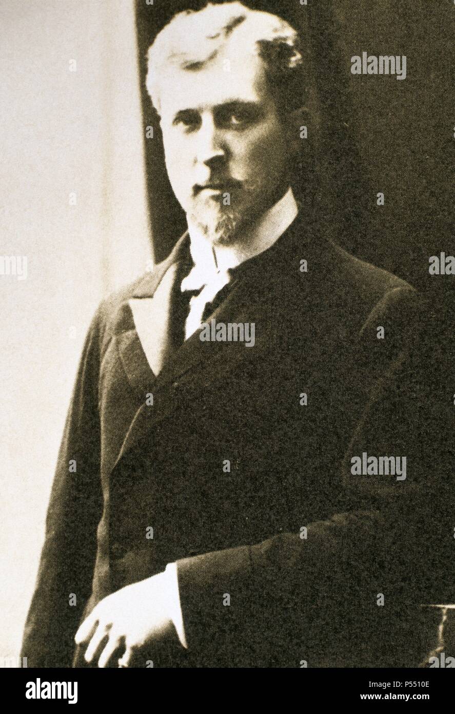 ALBERTO I (Bruselas 1875-Marche-les-Dames 1934). Rey de Bélgica (1909-34) sucesor de Leopoldo II. Durante la I Guerra Mundial estuvo al frente del ejército. El 17 de febrero de 1934 murió escalando Marcheles-Dames. Stock Photo