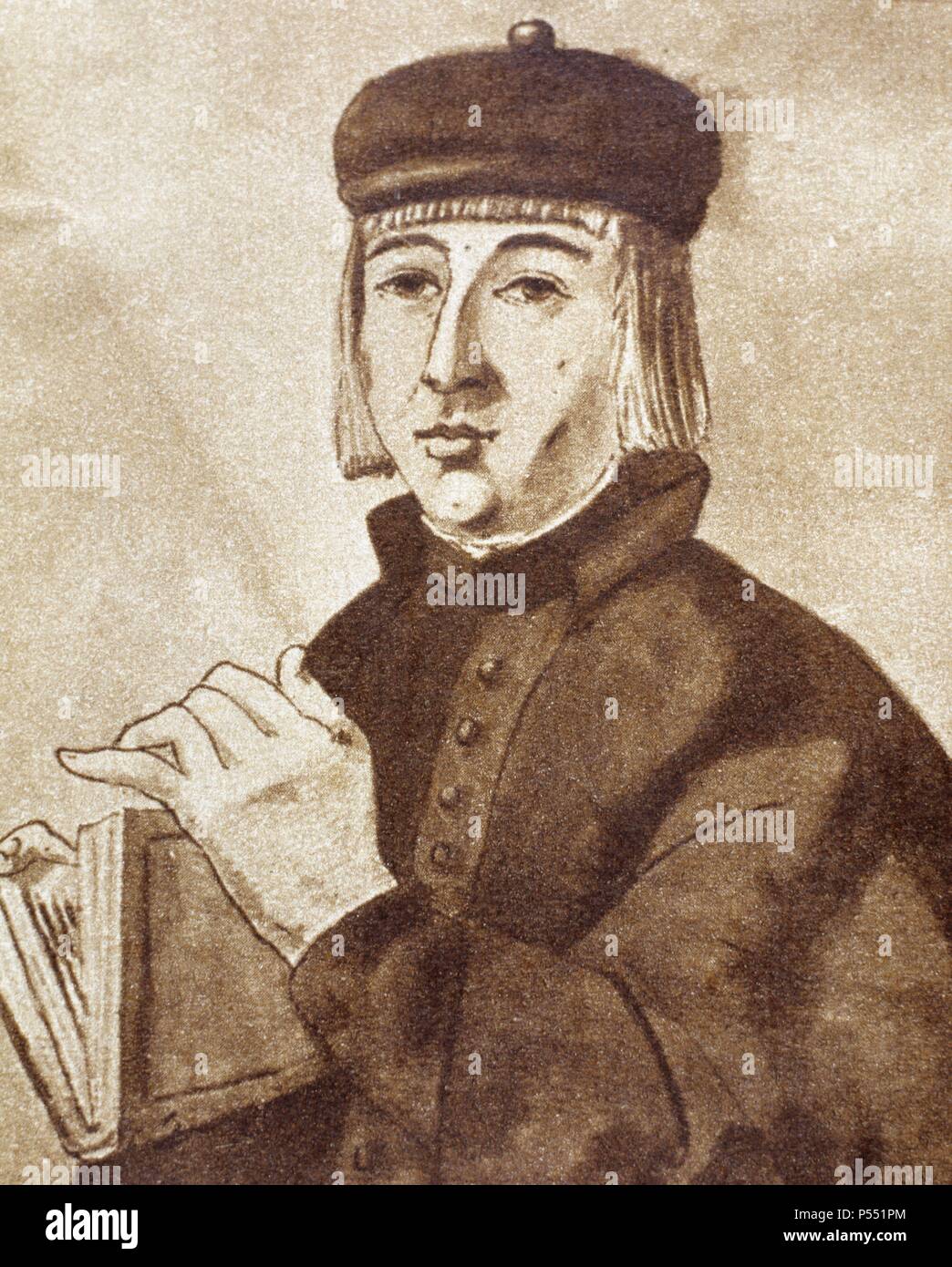 Juan Ruiz (ca.1283-ca. 1350), known as the Archpriest of Hita (Arcipreste de Hita). Medieval Spanish poet. Portrait. Stock Photo