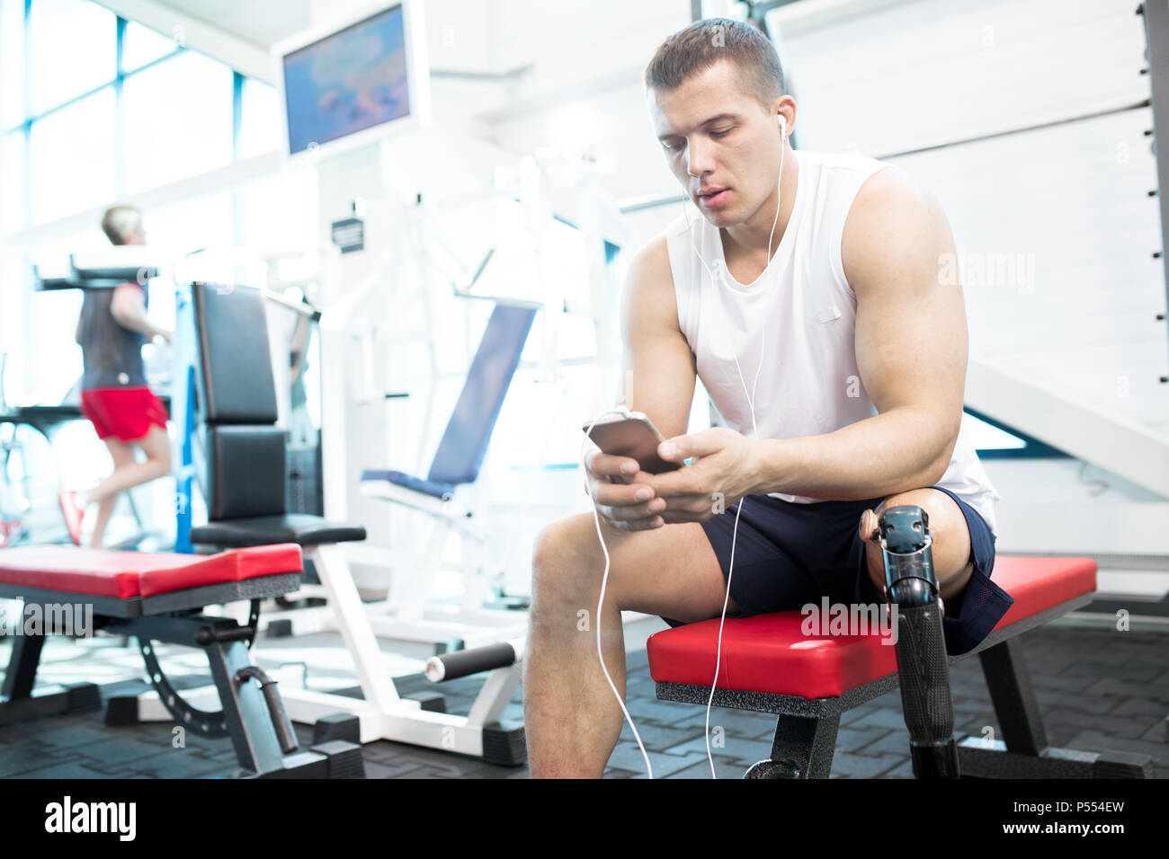 Disabled Man in Gym Stock Photo