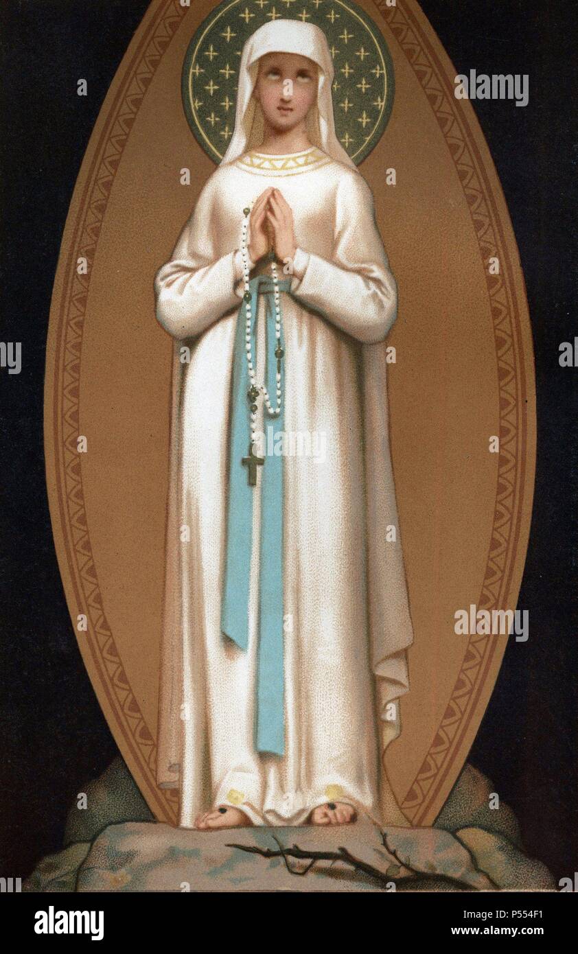 Virgen de Lourdes. Portada de "Notre Dame de Lourdes" de Henri Lasserre