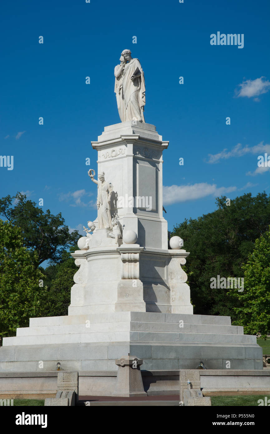 The Peace Monument, also known as the Naval Monument or Civil War Sailors Monument, stands on the grounds of the United States Capitol in Peace Circle Stock Photo