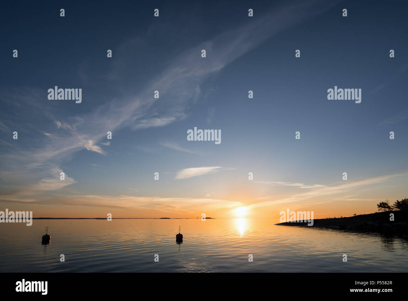 Dawn at Bylandet island, Kirkkonummi, Finland Stock Photo