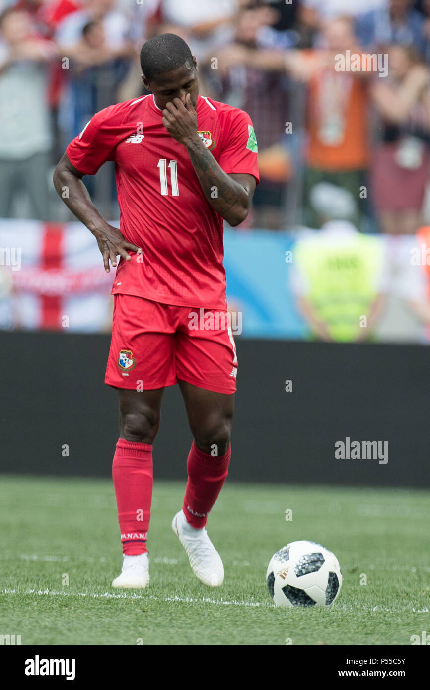 Armando COOPER (PAN) is frustrated, frustrated, latexed, disappointed, showered, frizzy, disappointed, sad, full figure, upright, England (ENG) - Panama (PAN) 6: 1, preliminary round, group G, game 30, at 24.06 .2018 in Nizhny Novgorod; Football World Cup 2018 in Russia from 14.06. - 15.07.2018. | usage worldwide Stock Photo