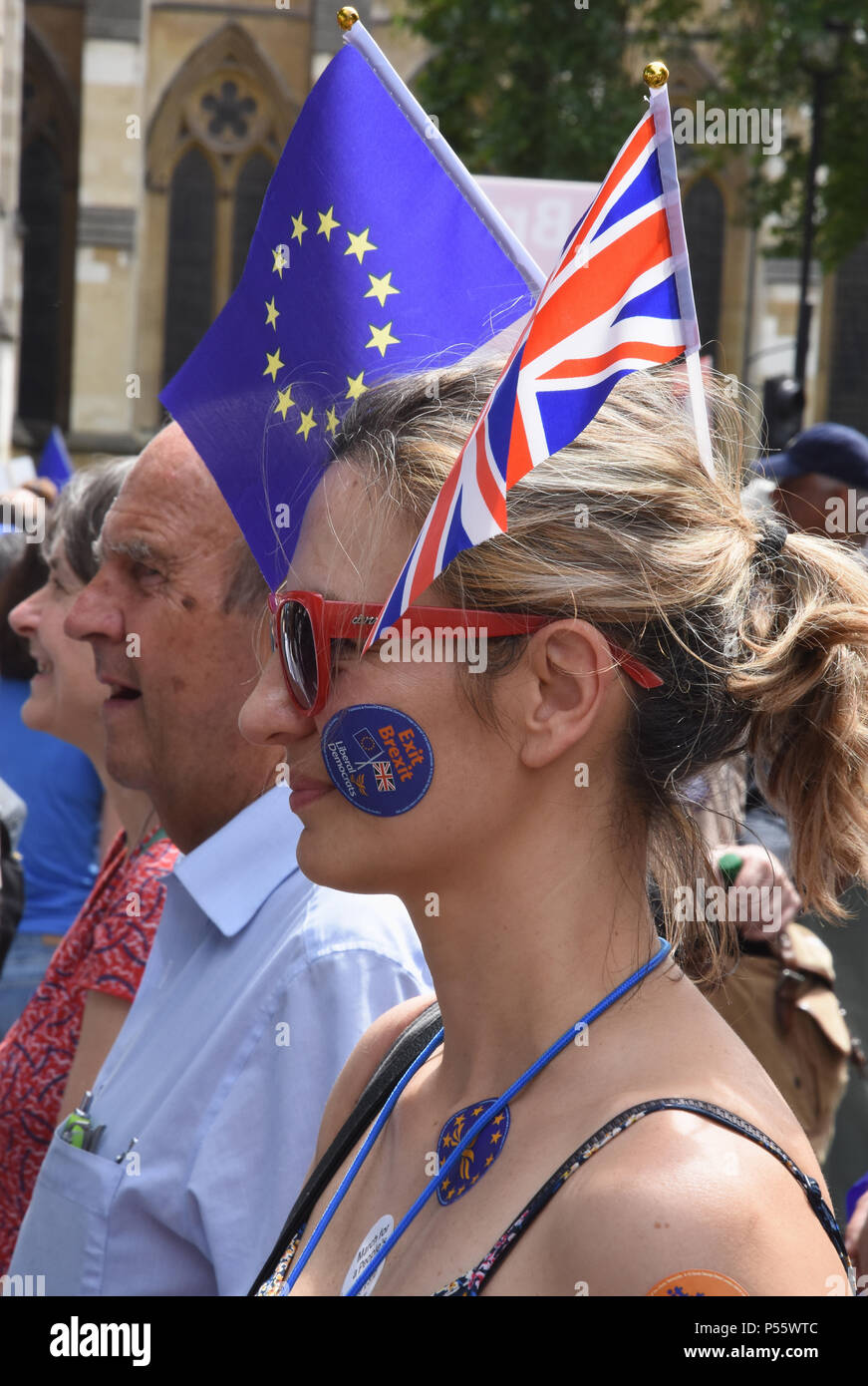 Pro EU Remainers,People's March for a People's Vote,The People's Vote for a second EU Referendum,Parliament Square,London.UK 20.06.2018 Stock Photo
