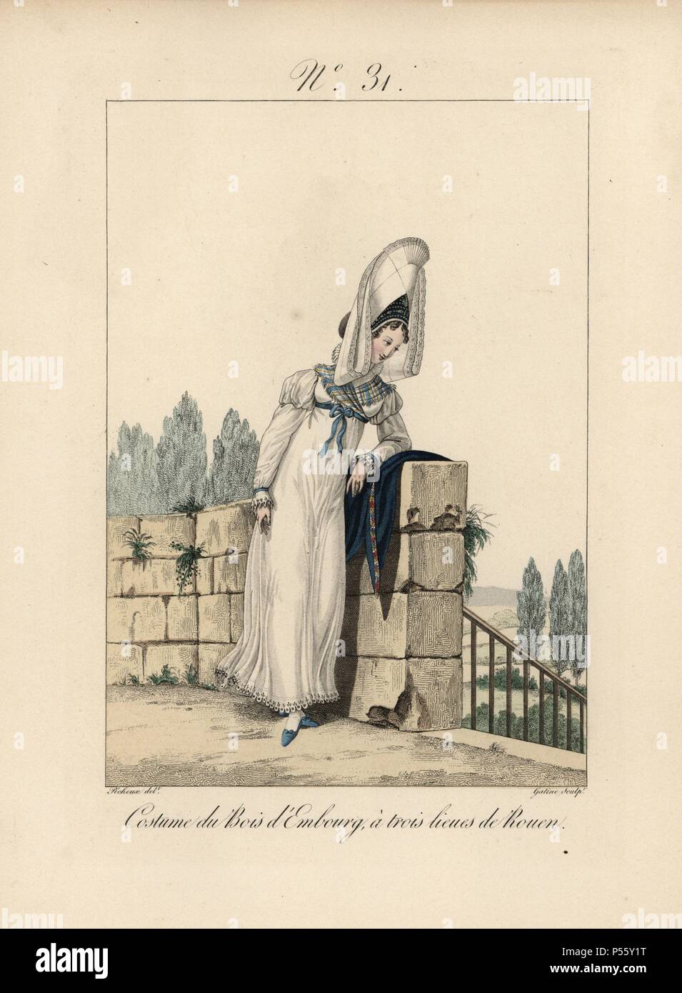 Tall bonnet with lace tails hanging 