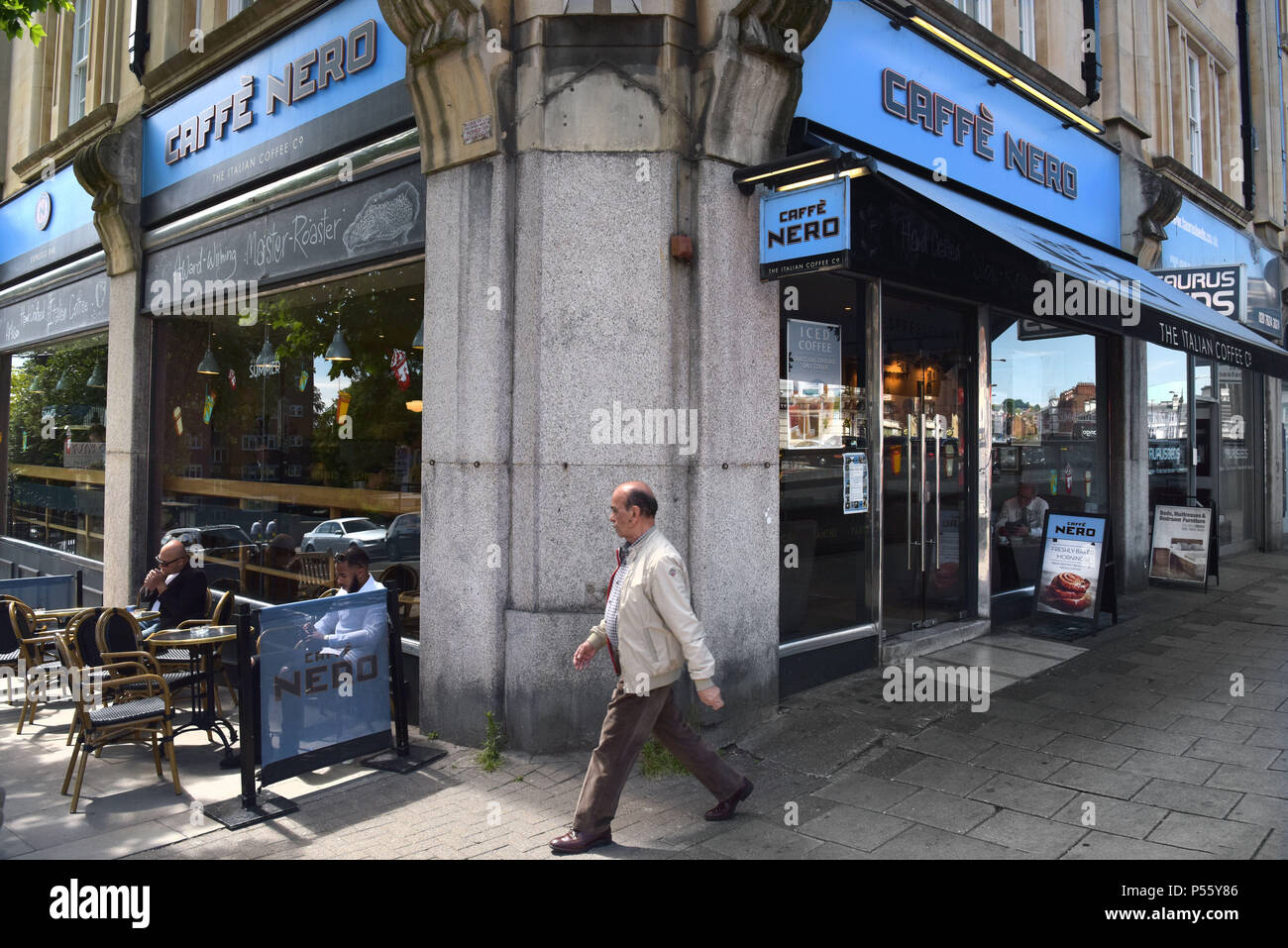 A branch of the coffee shop, Caffé Nero on the Finchley Road, North London Stock Photo