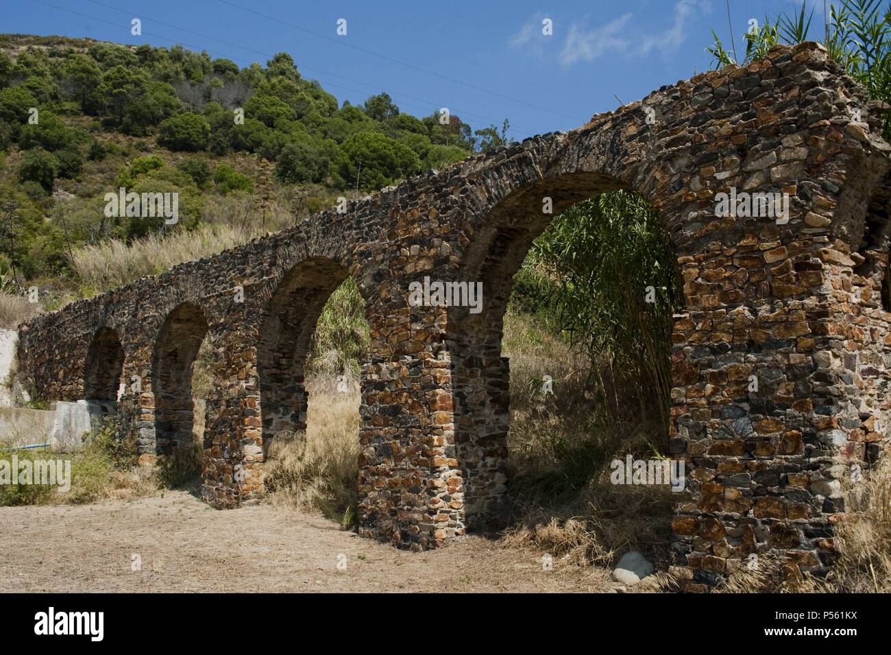 Roman aqueduct, 3th a.c. 'Cal Cua' Pineda, Barcelona. Stock Photo