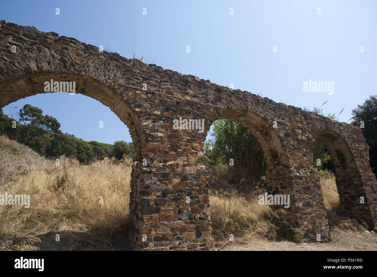 Roman aqueduct, 3th a.c. 'Cal Cua' Pineda, Barcelona. Stock Photo