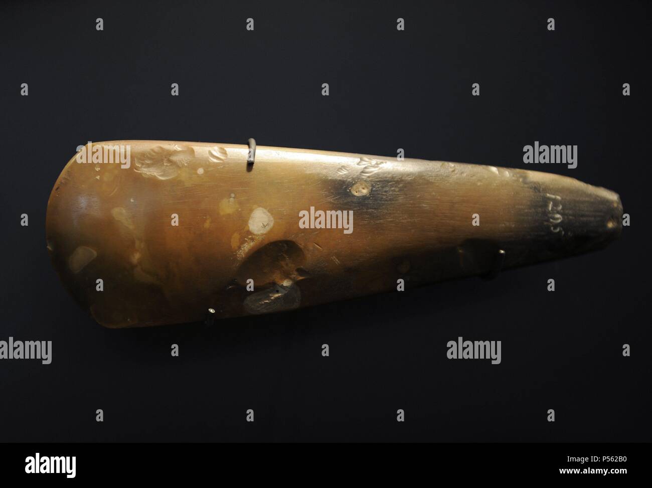 Flint axe of stone. Neolithic. From Denmark. National Museum of Denmark. Copenhagen. Denmark. Stock Photo